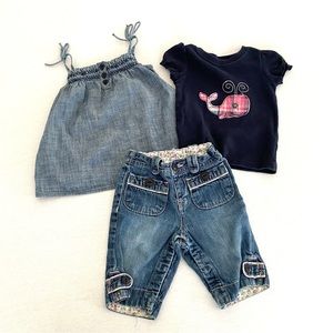 Girls Gap tank, T shirt, and Jeans 12-18 months